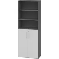 Hammerbacher Regal 6OH/Türen 3OH 968T3 Graphit/Grau