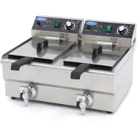 Maxima Elektro Fritteuse 2x 10L mit Ablasshahn