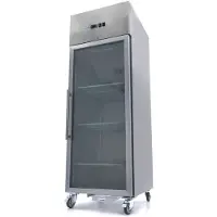 Maxima - Gastro Kühlschrank - 600 l - 3 Einstellbare Regale (2/1 GN) - Rostfreier Stahl - mit Glastür