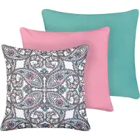 Beliani Gartenkissen 3er Set Mehrfarbig Polyester Orientalisch Quadratisch 45x45 cm Wasserabweisend Dekokissen mit Füllung für Garten Terrasse Balkon