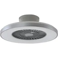 LINDBY Smart LED-Deckenventilator Paavo, silber, leise, Tuya Paavo , dimmbar, alu / grau / zink, für Wohn- / Esszimmer, Kunststoff, Modern