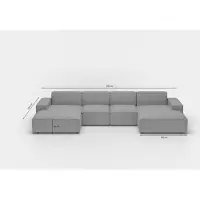 Fun-Möbel Wohnlandschaft Sofa U-Form CESINA XS in Stoff Ascot Bukla Grafit