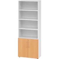 Hammerbacher Regal 6OH/Türen 2OH 968T2 Weiss/Buche