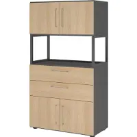 Hammerbacher Kombischrank, 4OH, graphit/eiche