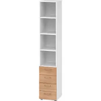 Hammerbacher Regal 6OH, 4 Schübe, BS Weiss/Nussbaum
