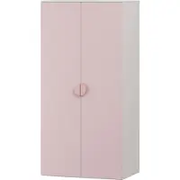 En.casa Kinderkleiderschrank 'Sandnes' mit 2 Türen 123 x 60 x 40 cm Weiß/Rosa