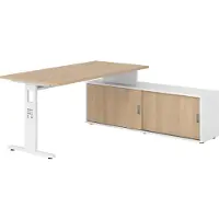 Hammerbacher Schreibtischkombi 160x80cm, Eiche/Weiss