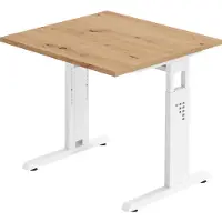 Hammerbacher Schreibtisch C-Fuss 80x80cm Asteiche/Weiss