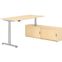 Hammerbacher Sitz-Steh Kombi 180x80cm, Ahorn/Silber