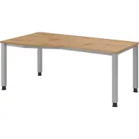 Froschkönig24 Freiformtisch Q-Serie | 4-Fuß-Gestell | höheneinstellbar | extrem stabil, Farbe Tischplatte:Asteiche, Farbe Gestell:Silber