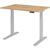 Hammerbacher Sitz-Steh-Schreibtisch XMKA12 1200 x 800 x 700-1200 mm Asteiche/silber