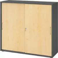 Hammerbacher Schiebetürenschrank 3 OH BS Graphit/Ahorn