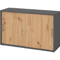 Hammerbacher Schiebetürschr. 2OH 120cm SG Graphit/Asteiche