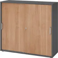 Hammerbacher Schiebetürenschrank 3 OH CE Graphit/Nussbaum