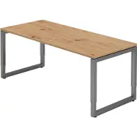 Hammerbacher Schreibtisch O-Fuss eckig 180x80cm Asteiche/Gr