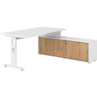 Hammerbacher Schreibtischkombi 160x80cm, Weiss/Weiss