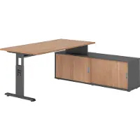 Hammerbacher Schreibtischkombi 160x80cm, Nussbaum/Graphit
