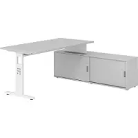 Hammerbacher Schreibtischkombi 160x80cm, Grau/Weiss