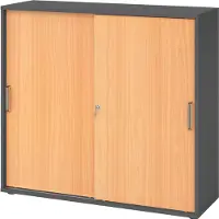 Hammerbacher Schiebetürenschrank 3 OH SG Graphit/Buche