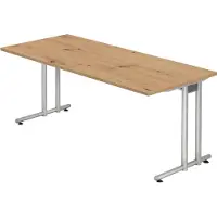 Hammerbacher Schreibtisch C-Fuss 180x80cm Asteiche/Silber