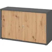 Hammerbacher Schiebetürschr. 2OH 120cm RE Graphit/Asteiche