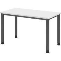 Froschkönig24 Mini-Office Schreibtisch H-Serie | 67 cm tief | 4-Fuß | höheneinstellbar | extrem stabil, Größe Tischplatte:120 x 67,2 cm, Farbe Tischplatte:Weiß, Farbe Gestell:Graphit