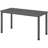 Froschkönig24 Mini-Office Schreibtisch H-Serie | 67 cm tief | 4-Fuß | höheneinstellbar | extrem stabil, Größe Tischplatte:140 x 67,2 cm, Farbe Tischplatte:Graphit, Farbe Gestell:Graphit