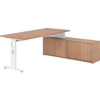 Hammerbacher Schreibtischkombi 180x80cm, Nussbaum/Weiss