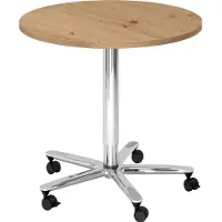 Hammerbacher Säulenhubtisch 80cm rund Asteiche/Chrom