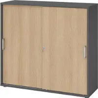Hammerbacher Schiebetürschrank 3OH 120cm CE Graphit/Eiche