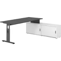 Hammerbacher Schreibtischkombi 180x80cm, Graphit/Graphit