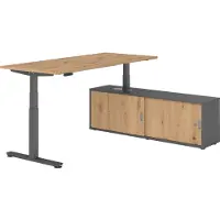 Hammerbacher Sitz-Steh Kombi 180x80cm, Asteiche/Graphit