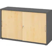 Hammerbacher Schiebetürenschrank 2 OH BM Graphit/Ahorn