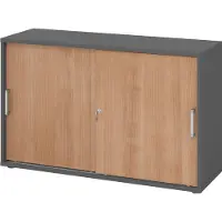 Hammerbacher Schiebetürenschrank 2 OH CE Graphit/Nussbaum