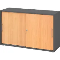 Hammerbacher Schiebetürenschrank 2 OH RE Graphit/Buche