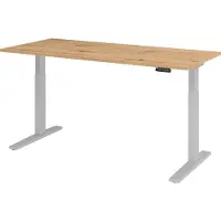 Hammerbacher Sitz-Steh-Schreibtisch XMKA19 1800 x 800 x 700-1200 mm Asteiche/silber