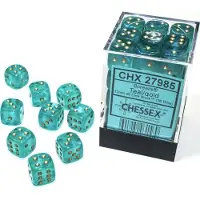 Chessex Borealis 12mm d6 Teal/gold Luminary Dice Block (36 dice)