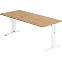 Hammerbacher Schreibtisch C-Fuss 180 x 80 cm Asteiche / Weiss höheneinstellbar...