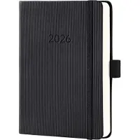 Sigel Tageskalender Conceptum 2026 C2611, A6, 400 Seiten, 1 Jahr, 1 Seite für je 1 Tag, PEFC-Papier/Kunststoff, schwarz