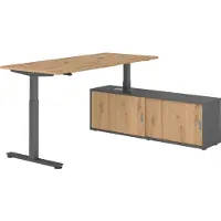 Hammerbacher Sitz-Steh Kombi 180x80cm, Asteiche/Graphit