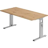Hammerbacher Schreibtisch C-Fuss 160x80cm Asteiche/Silber