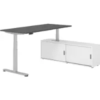 Hammerbacher Sitz-Steh Kombi 180x80cm, Graphit/Silber