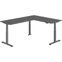 Hammerbacher Sitz-Steh-Winkeltisch 180x240cm Graphit/Gr...