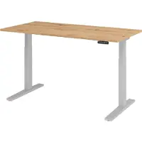 Hammerbacher Sitz-Steh-Schreibtisch XMKA16 1600 x 800 x 700-1200 mm Asteiche/silber