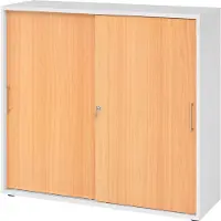 Hammerbacher Schiebetürenschrank 3 OH BS Weiss/Buche