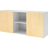 Hammerbacher Sideboard 2OH mit Schiebetüren Weiss/Ahorn