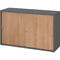 Hammerbacher Schiebetürenschrank 2 OH BM Graphit/Nussbaum