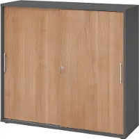 Hammerbacher Schiebetürenschrank 3 OH RE Graphit/Nussbaum