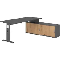 Hammerbacher Schreibtischkombi 180x80cm, Graphit/Graphit