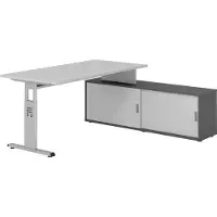 Hammerbacher Schreibtischkombi 160x80cm, Grau/Silber